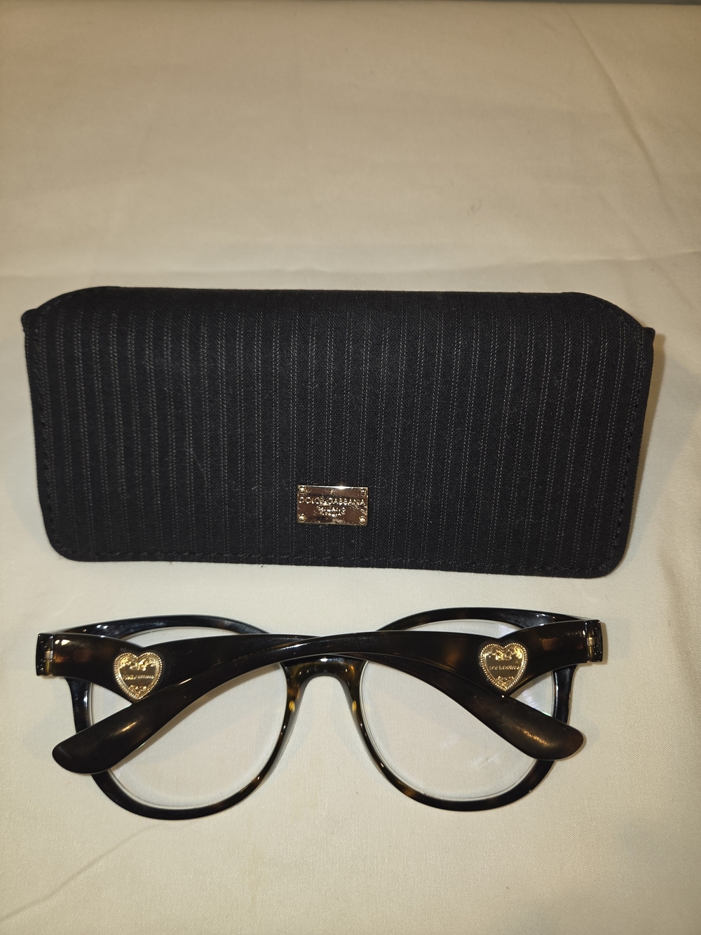 Dolce & Gabbana Tortoiseshell Women's Glasses with Gold Heart Accents